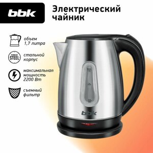 Чайник BBK EK1761S, нержавещая сталь/черный