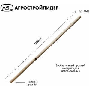 Черенок ASL для швабр, метел, щёток шлифованный первого сорта с резьбой, диаметр 23-25 мм, длина 110-120 см