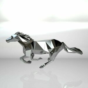 Чертеж полигональной фигуры, бегущая Лошадь, геометрический полигональный металлический декор
