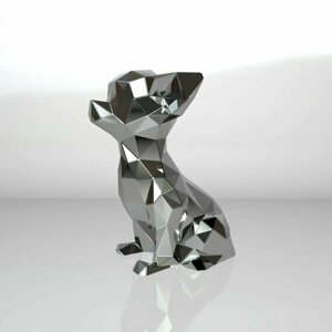 Чертеж полигональной фигуры, Чихуахуа, собака, геометрический полигональный металлический декор