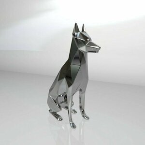 Чертеж полигональной фигуры, Доберман, собака , геометрический полигональный металлический декор