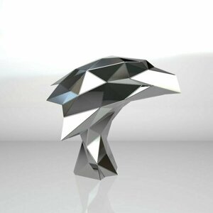 Чертеж полигональной фигуры, голова Орла, геометрический полигональный металлический декор