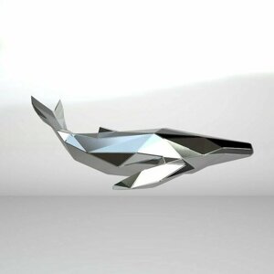 Чертеж полигональной фигуры, Кит, геометрический полигональный металлический декор