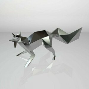 Чертеж полигональной фигуры, Лиса, геометрический полигональный металлический декор