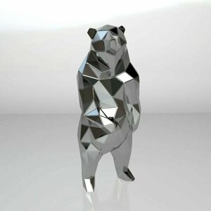 Чертеж полигональной фигуры, Медведя, геометрический полигональный металлический декор