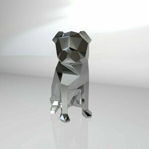 Чертеж полигональной фигуры, Мопса, собака, геометрический полигональный металлический декор