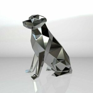 Чертеж полигональной фигуры, собаки, лабрадора-ретривера, геометрический полигональный металлический декор