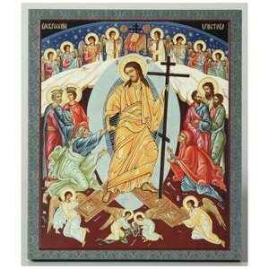 Цветное фото церковное 22х26 объемная печать на доске, лак Воскресение Христово 1 #133701