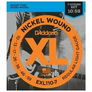 D'ADDARIO EXL110-7 Regular Light 10-59 струны для 7-струнной электрогитары