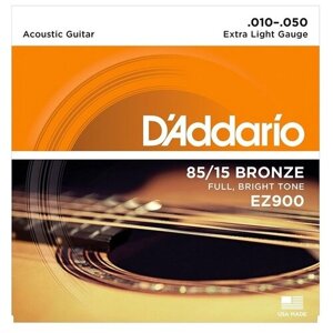 D Addario Ez-900 - струны для акустической гитары, бронза, 85/15, Extra Light, 10-50