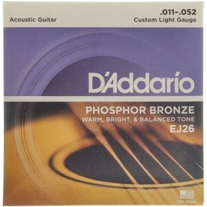 D`Addario Струны для акустической гитары D`Addario EJ26 PHOSPHOR BRONZE Custom Light 11-5