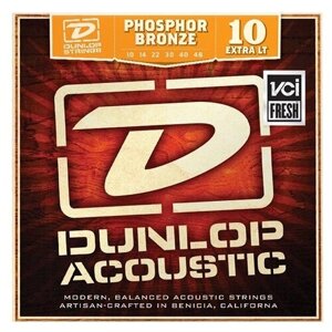 DAP1048 Комплект струн для акустической гитары, фосф. бронза, Extra Light, 10-48, Dunlop