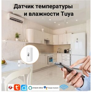 Датчик температуры и влажности Wi-Fi Tuya, комнатный гигрометр-контроллер для умного дома, работает с Alexa Google Home