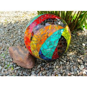 Декоративный шар "Абстракция" Мозаика из витражного стекла для садового декора и интерьера