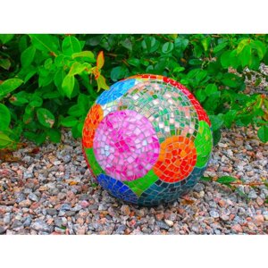 Декоративный шар "Салют" Мозаика из цветного стекла для садового декора и интерьера