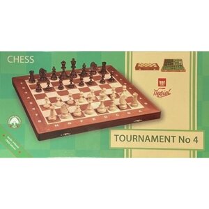 Деревянные шахматы с утяжелителем Турнирные №4 / Tournament №4 (Польша) (Wegiel)