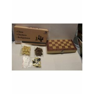 Деревянный игровой набор 3 в 1 . Шахматы, шашки, нарды