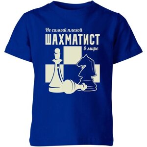 Детская футболка «Шахматы Не самый плохой шахматист в мире»128, синий)