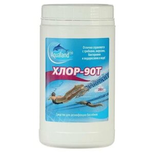 Дезинфицирующее средство Aqualand Хлор-90Т, таблетки 200 г, 1 кг (арт. 6625523)