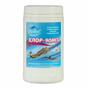 Дезинфицирующее средство для бассейнов Aqualand Хлор-90Мт, таблетки по 20 г, 1 кг