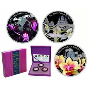 Доллар 2013 Волшебные цветы-орхидеи набор из 3 монет Ниуэ