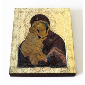 Донская икона Божией Матери, Феофан Грек, 1392 г, печать на доске 8*10 см