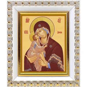 Донская икона Божией Матери, в белой пластиковой рамке 8,5*10 см