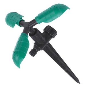 Дождеватель-ороситель "Aquapulse" 3-х рожковый вращающийся на ножке зеленый