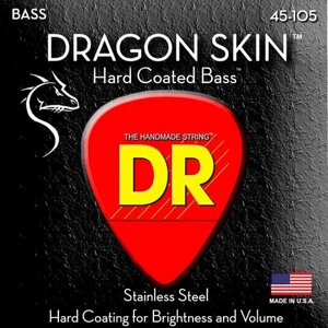 DR DSB-45 DRAGON SKIN струны для 4-струнной бас-гитары прозрачное покрытие нержавеющая сталь