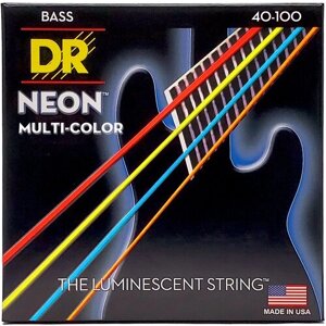 DR NMCB-40 HI-DEF NEON - струны для 4-струнной бас- гитары, с люминесцентным покрытием, разноцветные 40 - 100