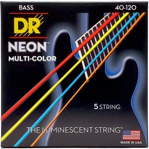 DR NMCB5-40 - HI-DEF NEON - струны для 5-струнной бас- гитары, с люминесцентным покрытием, разноцветные 40 - 120