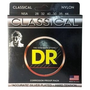 DR NSA CLASSICAL NYLON нейлоновые струны для классической гитары, посеребрёные, сильное натяжение