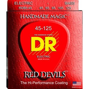 DR RDB5-45 RED DEVILS струны для 5-струнной бас гитары с покрытием красные 45 125