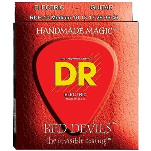 DR RDE-10 RED DEVILS струны для электрогитары, красные, 10 - 46
