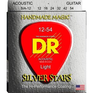 DR SIA-12 SILVER STARS струны для акустической гитары, посеребрёные 12 - 54