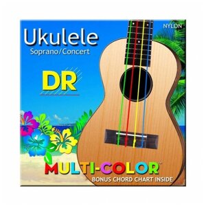 DR UMCSC Multi-Color струны для укулеле сопрано-концерт, нейлон, разноцветные