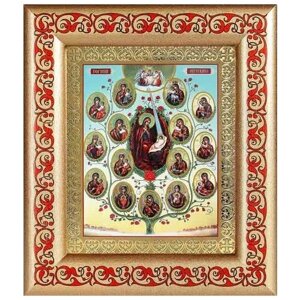 Древо Пресвятой Богородицы, икона в рамке с узором 14,5*16,5 см