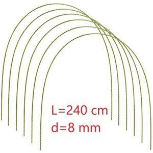 Дуги для парника, 2,4 м, диаметр 8 мм/ комплект 6 штук/ стекловолокно/ 4 набора