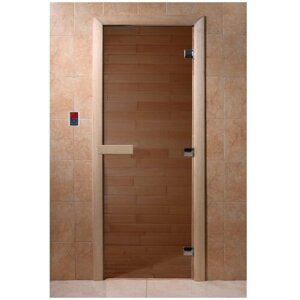 Дверь для бани и сауны, 1800х700 мм (коробка: хвоя), Цвет: Бронза, "Теплый день"
