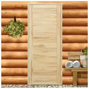 Дверь для бани и сауны из шпунтованной доски, липа Эконом, 170х70 см