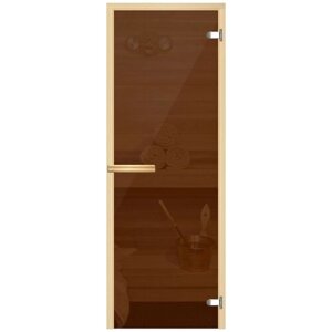 Дверь для сауны АКМА Aspen M 7х19 (бронза, 8 мм, коробка осина, арт. 217M)