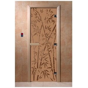 Дверь Doorwood Бамбук и бабочки 1900х700 мм стекло 8 мм, 3 петли, ольха
