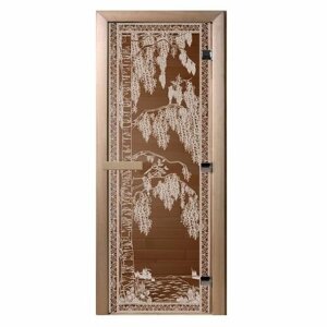 Дверь Doorwood Березка бронза 1900х700 мм стекло 8 мм 3 петли лиственная