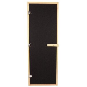 Дверь стеклянная Бронза Матовая BLACK 1900х700мм (8мм, 3 петли хром, коробка осина)