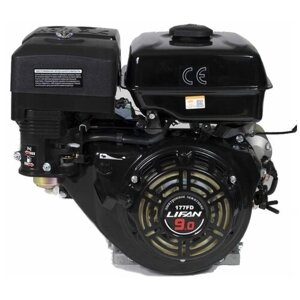 Двигатель бензиновый Lifan 177FD D25 (крышка картера F-R, 9л. с, 270куб. см, вал 25мм, ручной и электрический старт)