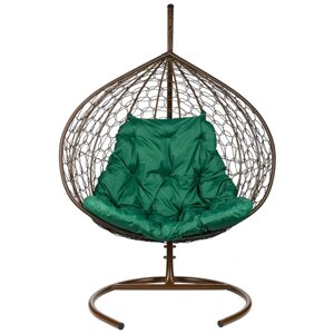 Двойное подвесное кресло "gemini" promo black зеленая подушка
