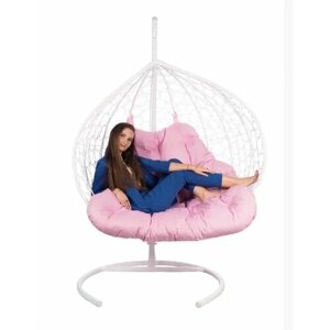 Двойное подвесное кресло "gemini" promo White розовая подушка