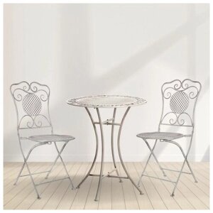 Edelman, Комплект дачной мебели ажурный прованс (2 стула, стол), металл, белый 1023711/1006596-набор