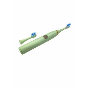 Электрическая зубная щетка на батарейках, две насадки, зеленый