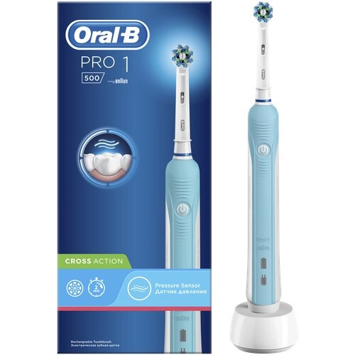 Электрическая зубная щетка Oral-B PRO 500 CrossAction D16.513. U, light bluе
